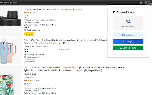 ProScan Amazon Product Scraper  from Chrome web store to be run with OffiDocs Chromium online