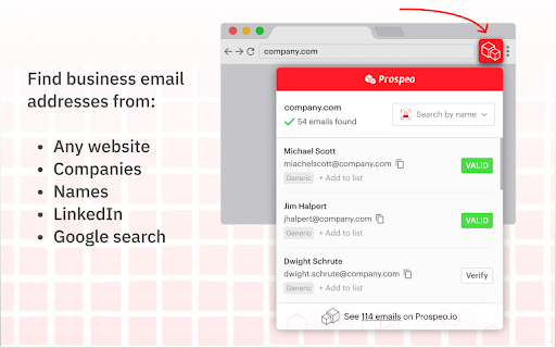 Prospeo Email Finder  from Chrome web store to be run with OffiDocs Chromium online