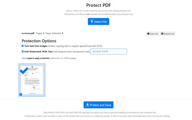 Protect PDF (by PDFLite.co)  from Chrome web store to be run with OffiDocs Chromium online