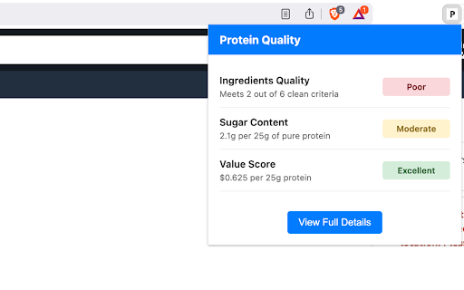 Protein Quality  from Chrome web store to be run with OffiDocs Chromium online