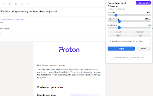 ProtonMail Font Enhancer  from Chrome web store to be run with OffiDocs Chromium online
