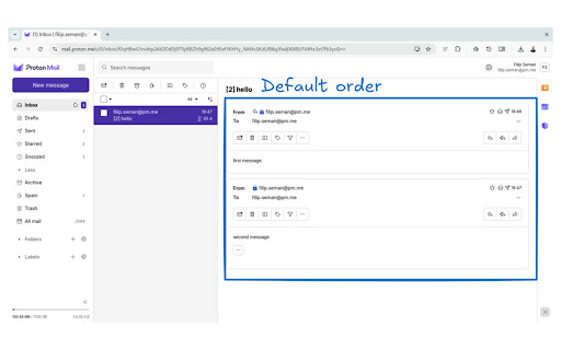 ProtonMail reverse conversation  from Chrome web store to be run with OffiDocs Chromium online