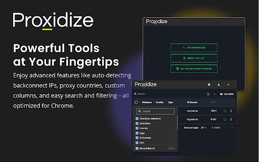Proxidize Proxy Extension  from Chrome web store to be run with OffiDocs Chromium online