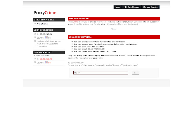 ProxyCrime  from Chrome web store to be run with OffiDocs Chromium online