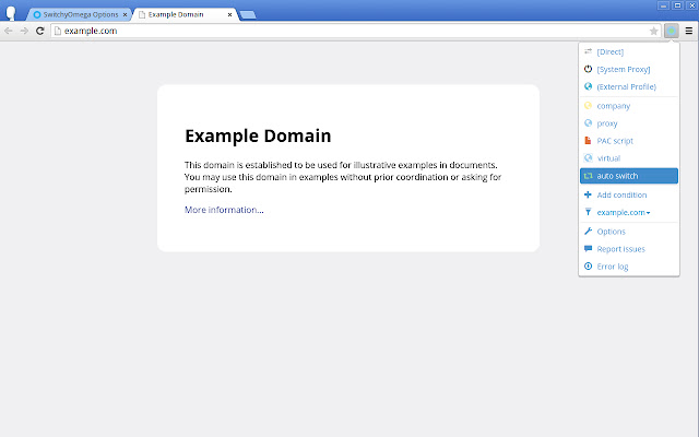 Proxy SwitchyOmega  from Chrome web store to be run with OffiDocs Chromium online