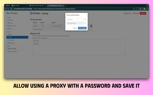 Proxy SwitchyOmega v3 (ZeroOmega)  from Chrome web store to be run with OffiDocs Chromium online