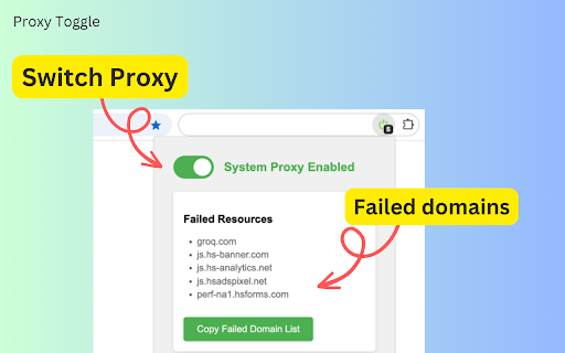 Proxy Toggle: Simple System Proxy Switcher  from Chrome web store to be run with OffiDocs Chromium online