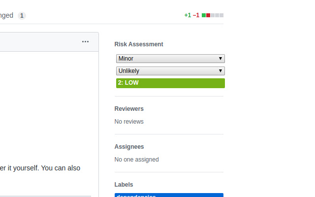 PR Risk Assessment Helper  from Chrome web store to be run with OffiDocs Chromium online