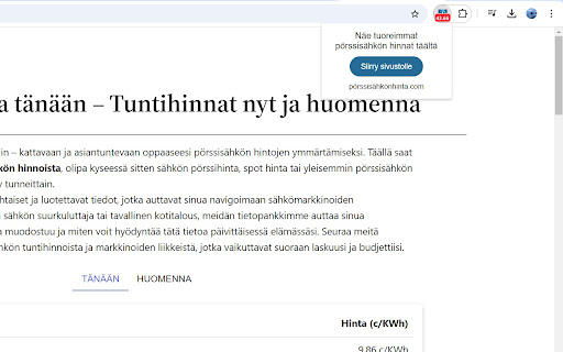 Pörssisähkön Hinta  from Chrome web store to be run with OffiDocs Chromium online
