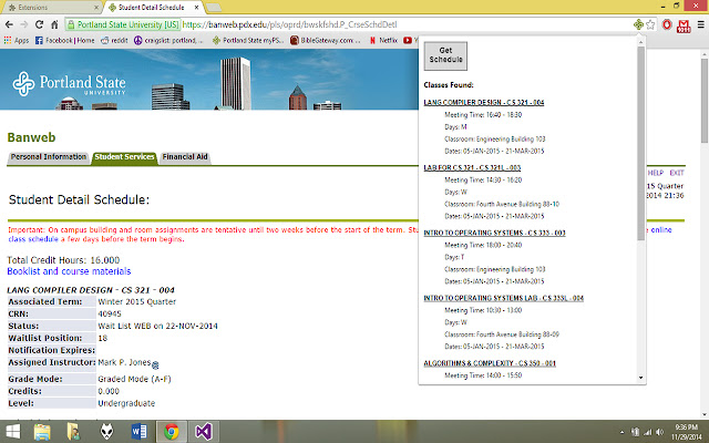 PSU Schedule Import  from Chrome web store to be run with OffiDocs Chromium online