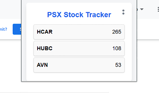 PSX Stock Tracker  from Chrome web store to be run with OffiDocs Chromium online