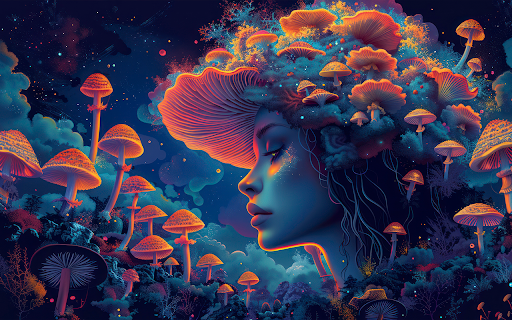 psychedelic girl illustration  from Chrome web store to be run with OffiDocs Chromium online