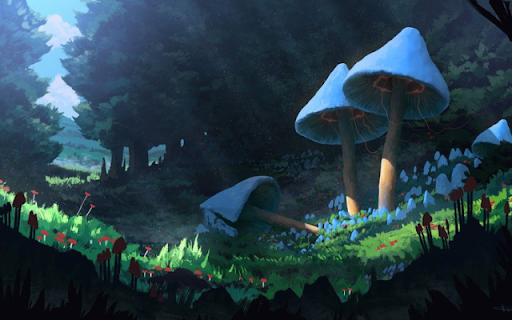 Psychedelic Mushroom Forest  from Chrome web store to be run with OffiDocs Chromium online