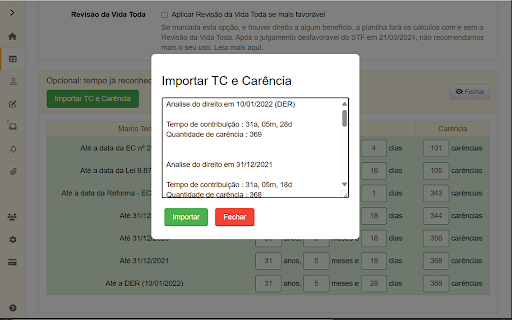 PTI TC Carencia  from Chrome web store to be run with OffiDocs Chromium online