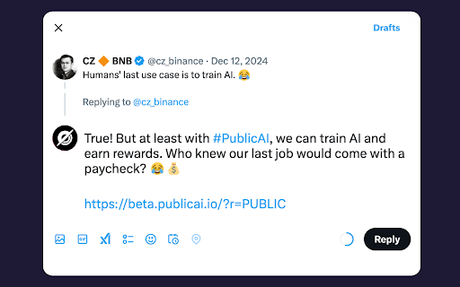 PublicAI Data Hunter  from Chrome web store to be run with OffiDocs Chromium online