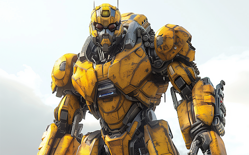 Puissant robot Transformers jaune chez Papadustream  from Chrome web store to be run with OffiDocs Chromium online