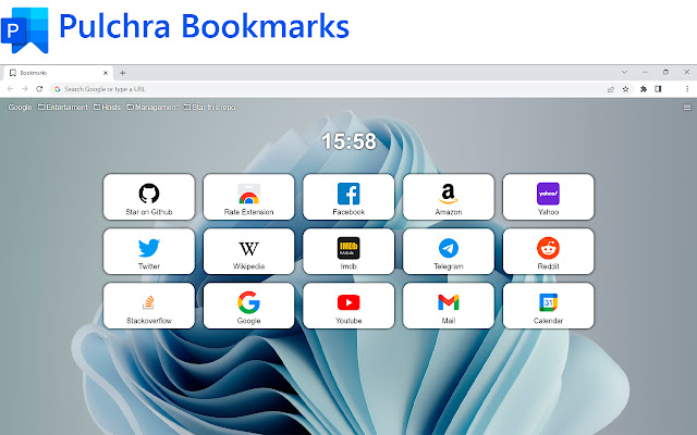 Pulchra Bookmarks  from Chrome web store to be run with OffiDocs Chromium online