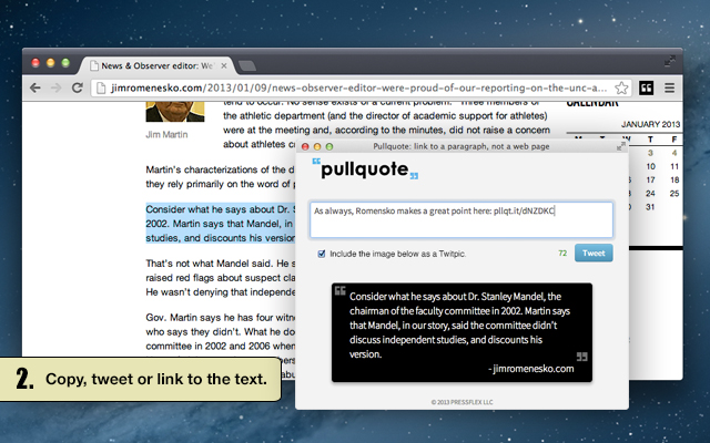 Pullquote  from Chrome web store to be run with OffiDocs Chromium online