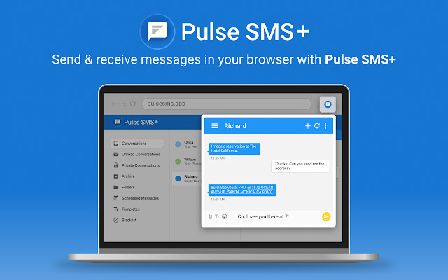 Pulse SMS Extension  from Chrome web store to be run with OffiDocs Chromium online