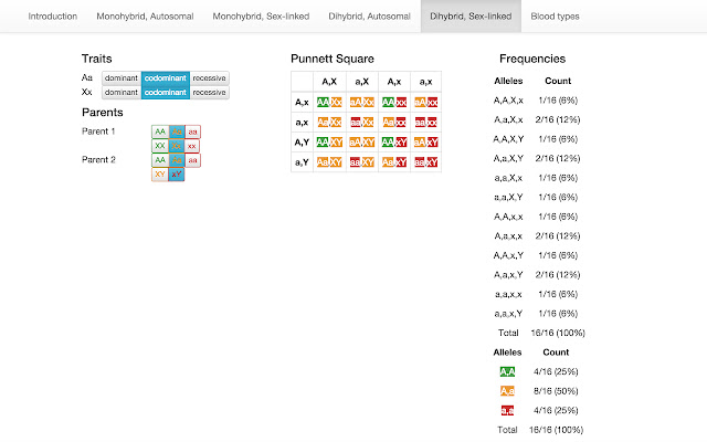 Punnett Square  from Chrome web store to be run with OffiDocs Chromium online