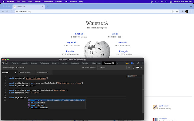 Puppeteer IDE  from Chrome web store to be run with OffiDocs Chromium online