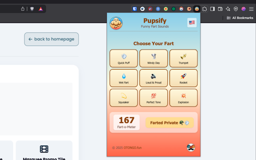 Pupsify Funny Fart Sounds (Fart Soundboard)  from Chrome web store to be run with OffiDocs Chromium online