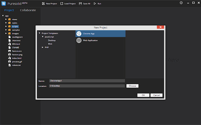 Puresolid IDE  from Chrome web store to be run with OffiDocs Chromium online