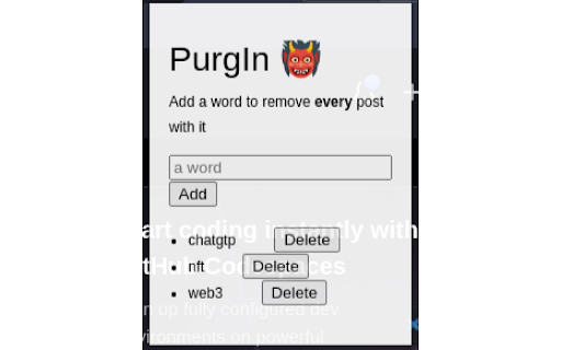 PurgeIn  from Chrome web store to be run with OffiDocs Chromium online