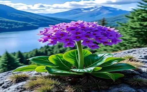 Purple flowers in the mountains Wallpaper  from Chrome web store to be run with OffiDocs Chromium online