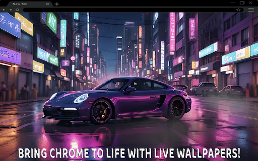 Purple Porsche Under Tokyo Live Wallpaper  from Chrome web store to be run with OffiDocs Chromium online