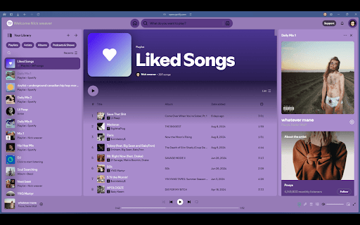 purple spotify  from Chrome web store to be run with OffiDocs Chromium online
