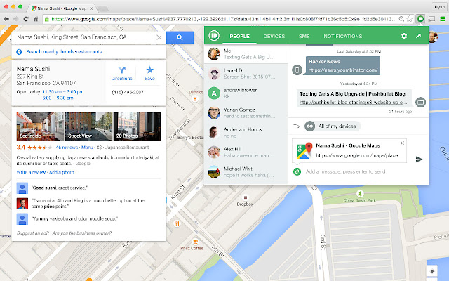 Pushbullet  from Chrome web store to be run with OffiDocs Chromium online