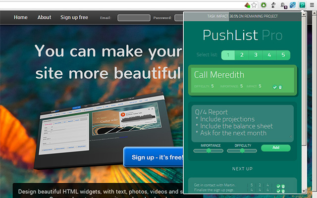 PushList Pro  from Chrome web store to be run with OffiDocs Chromium online