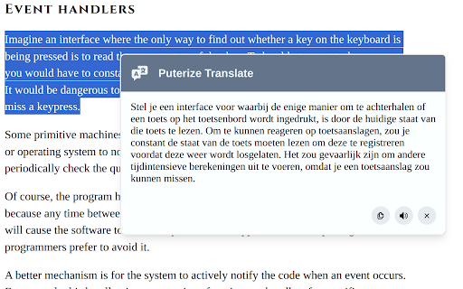 Puterize Translate  from Chrome web store to be run with OffiDocs Chromium online