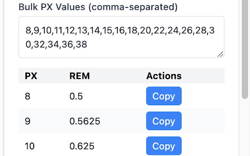 PX REM Converter  from Chrome web store to be run with OffiDocs Chromium online