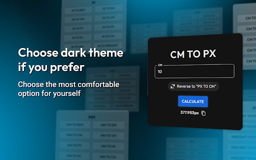 PX to CM  from Chrome web store to be run with OffiDocs Chromium online