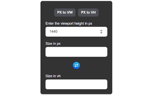 PX to VW  VH Converter – Simple  Instant Calculation  from Chrome web store to be run with OffiDocs Chromium online