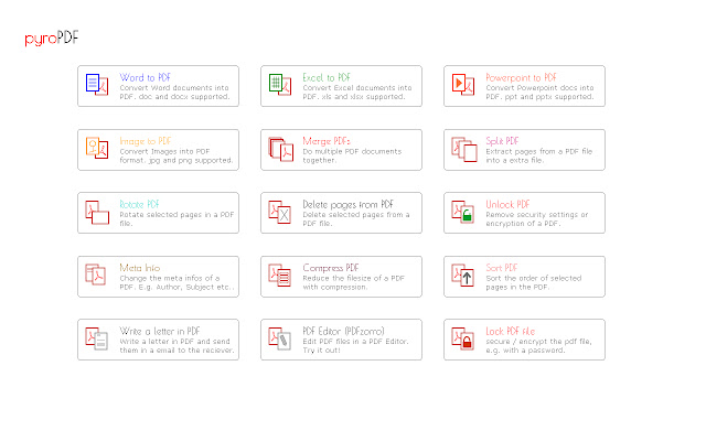 pyroPDF PDF Editor  from Chrome web store to be run with OffiDocs Chromium online
