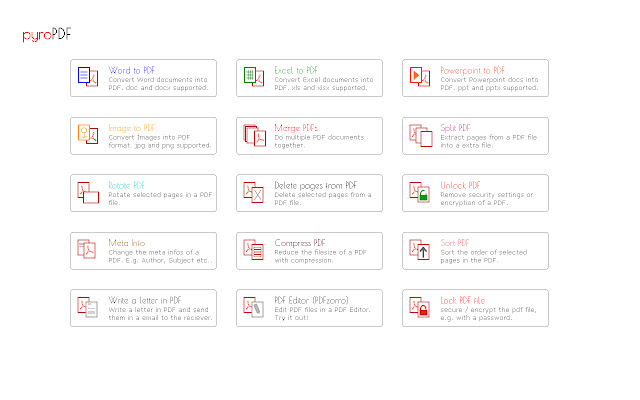 Chrome 网上商店的 PyroPDF PDF 编辑器将与 OffiDocs Chromium 在线运行