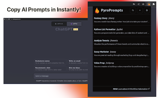 PyroPrompts AI  from Chrome web store to be run with OffiDocs Chromium online
