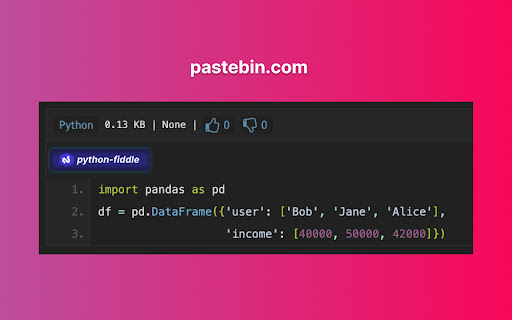 Python Fiddle from Chrome web store to be run with OffiDocs Chromium online Python Fiddle from Chrome web store to be run with OffiDocs Chromium online