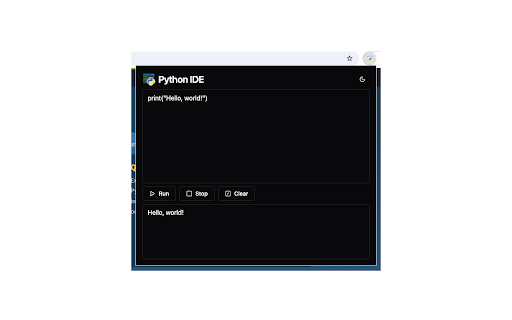 Python IDE  from Chrome web store to be run with OffiDocs Chromium online