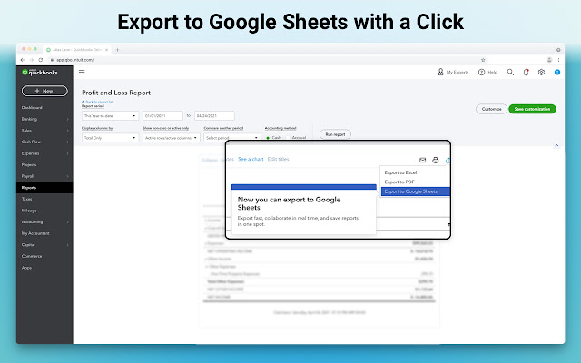 QBO Export to GSheets  from Chrome web store to be run with OffiDocs Chromium online