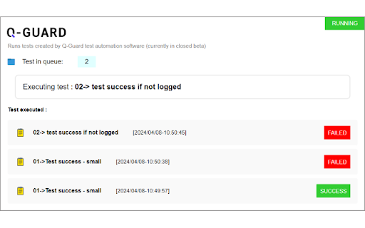 Q Guard Test Runner  from Chrome web store to be run with OffiDocs Chromium online