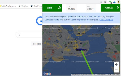 Qibla Compass  from Chrome web store to be run with OffiDocs Chromium online