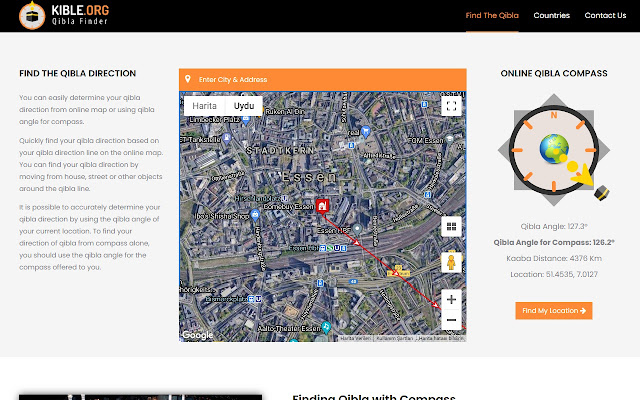 Qibla Direction From My Location מחנות האינטרנט של Chrome להפעלה עם OffiDocs Chromium באינטרנט