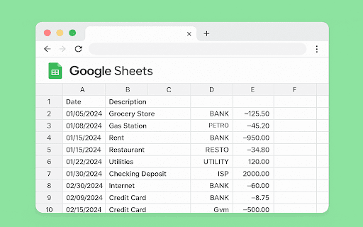 QIF, OFX, QFX to Google Sheets  from Chrome web store to be run with OffiDocs Chromium online