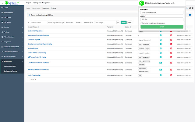 QMetry Test Management Exploratory Testing  from Chrome web store to be run with OffiDocs Chromium online
