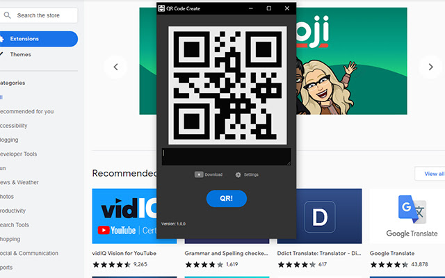 QR Code Create  from Chrome web store to be run with OffiDocs Chromium online