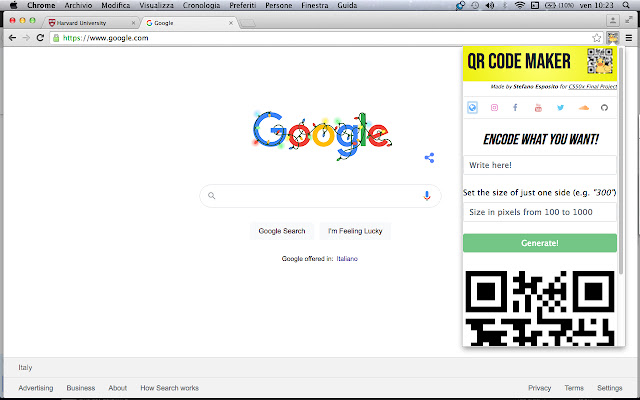 QR Code Maker!  from Chrome web store to be run with OffiDocs Chromium online
